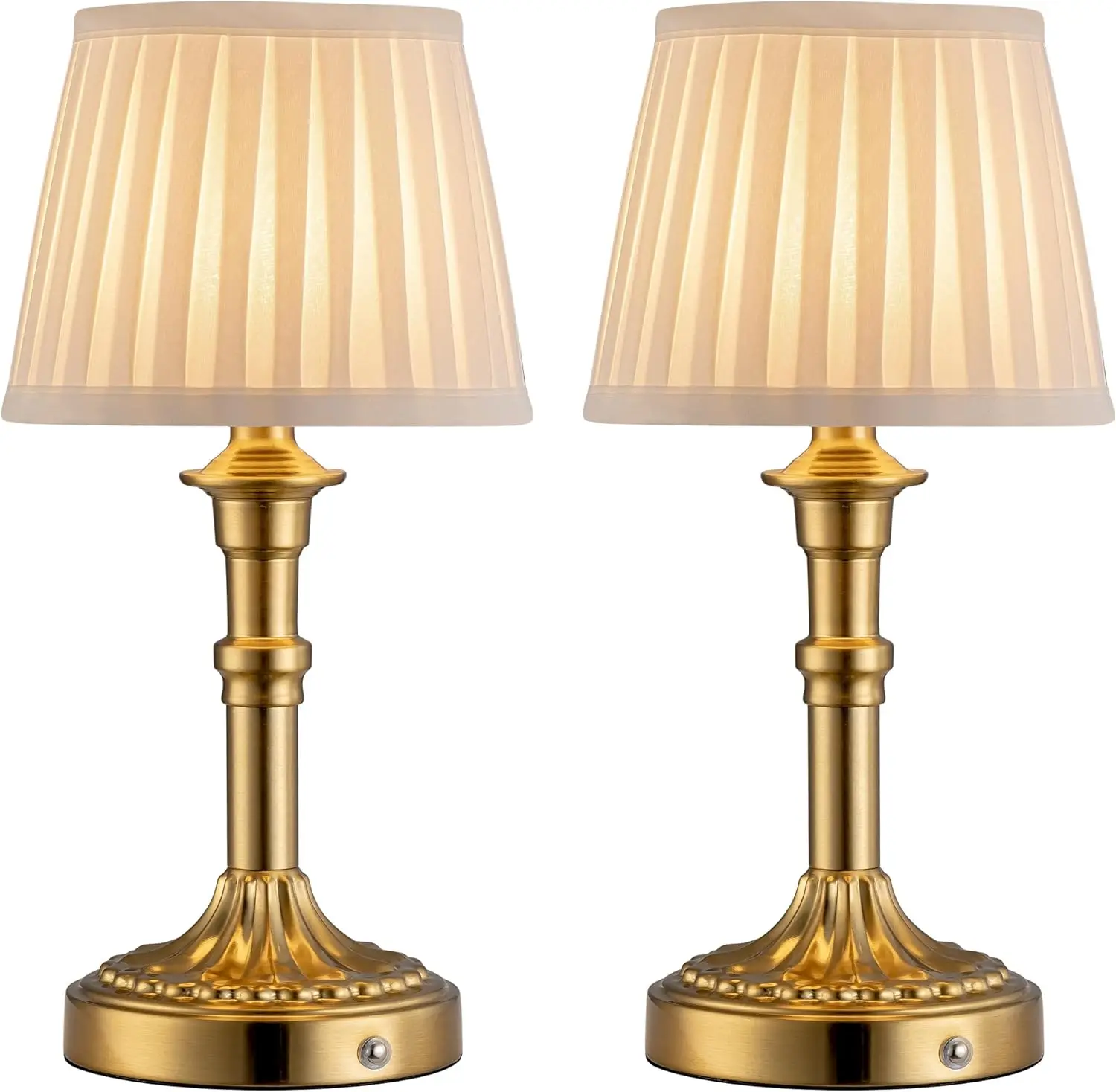 

Cordless Table Lamp Set of 2, LED Fabric Shade Desk Lamps, 5000mAh Battery Powered Stepless Dimmable Light for Living Room