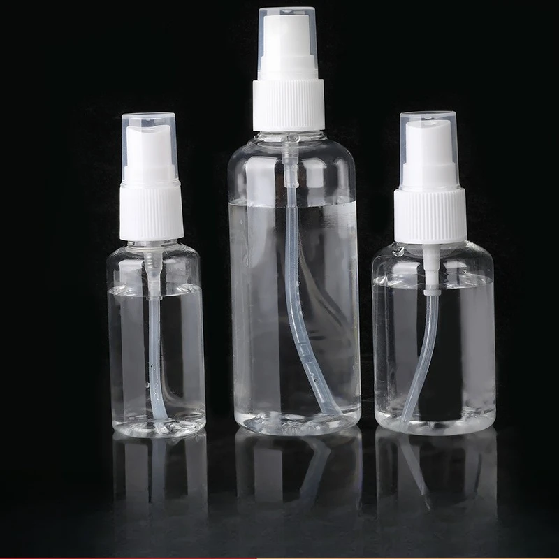 Botellas recargables de 30/50/100ml, botella de Perfume de plástico transparente para viaje, atomizador, botella vacía con pulverizador pequeño, sin tóxicos y segura