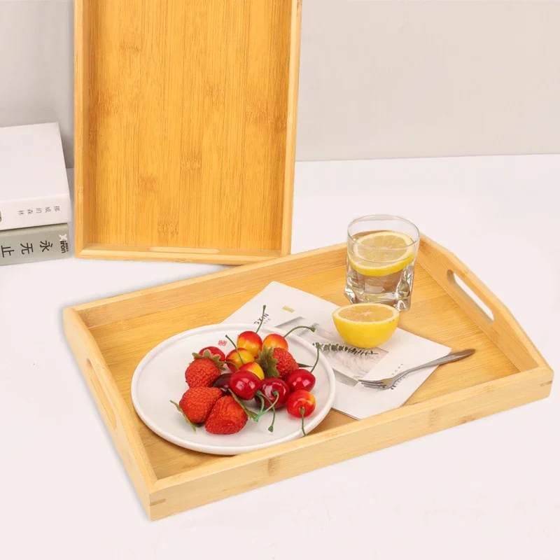 

1PCS Bamboo Coffee Tray Food CupTrays Decorative Wood Dessert Candy Bamboo Tray Gongfu Tea Tray