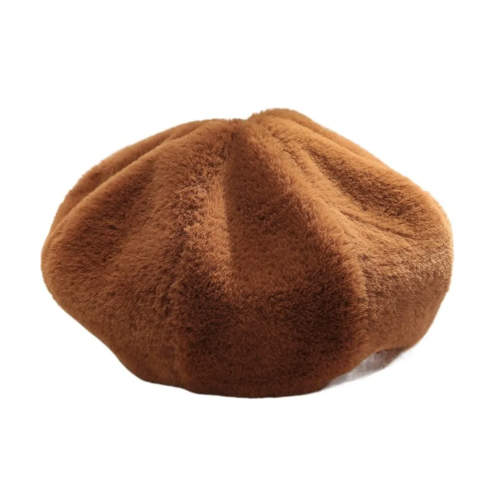 

Fashion Keep Warm Women Berets Plush Korean Style British Beanie Hat Solid Color Painter Caps Ladies
