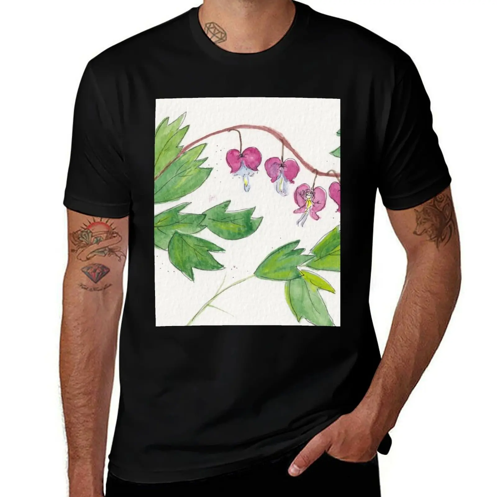 Bleeding Heart T-Shirt Casual All Match Tee Shirt for Men
