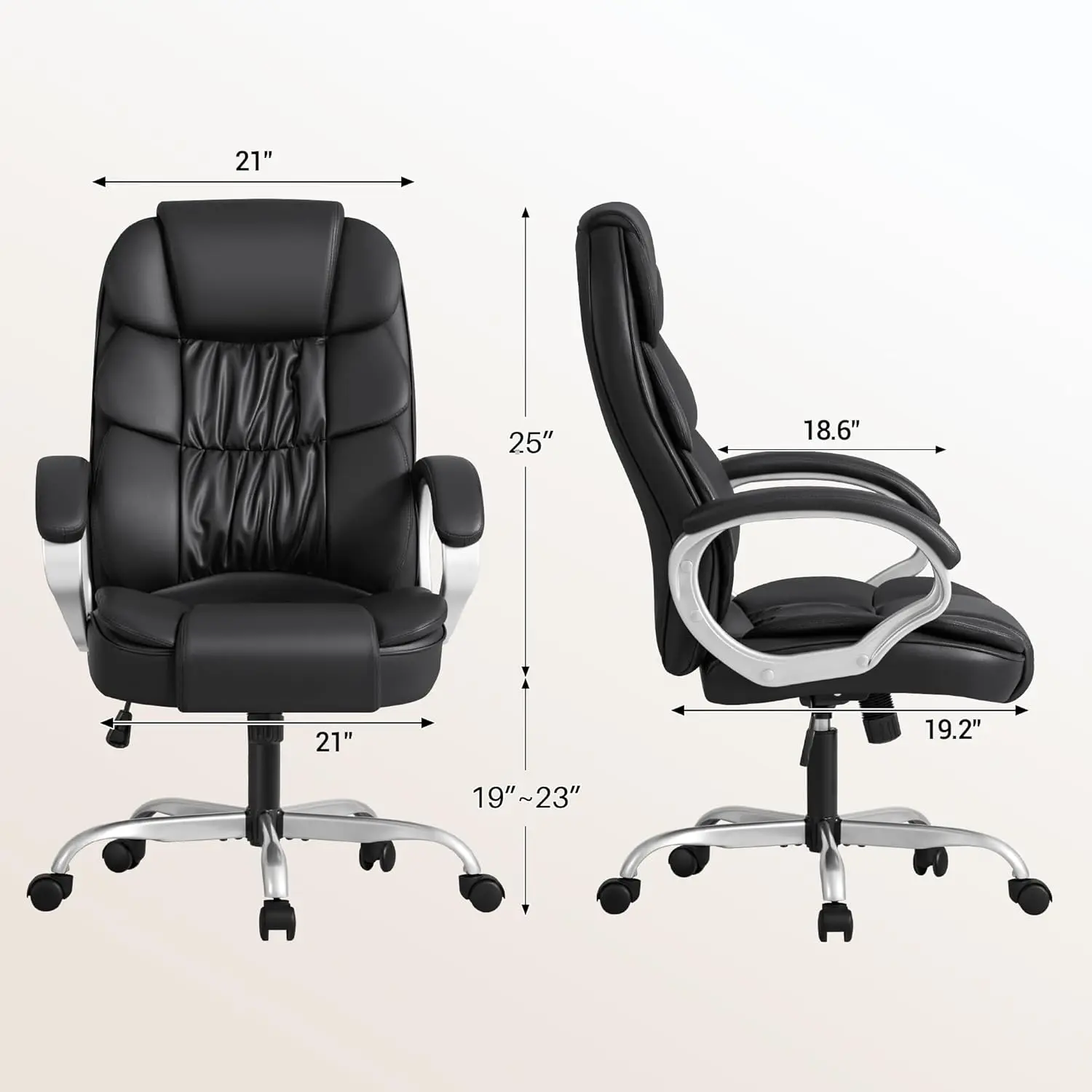 Office Chair High Back Computer Desk Chair, PU Leather Adjustable Height Modern Executive Swivel Task Chair with Padded