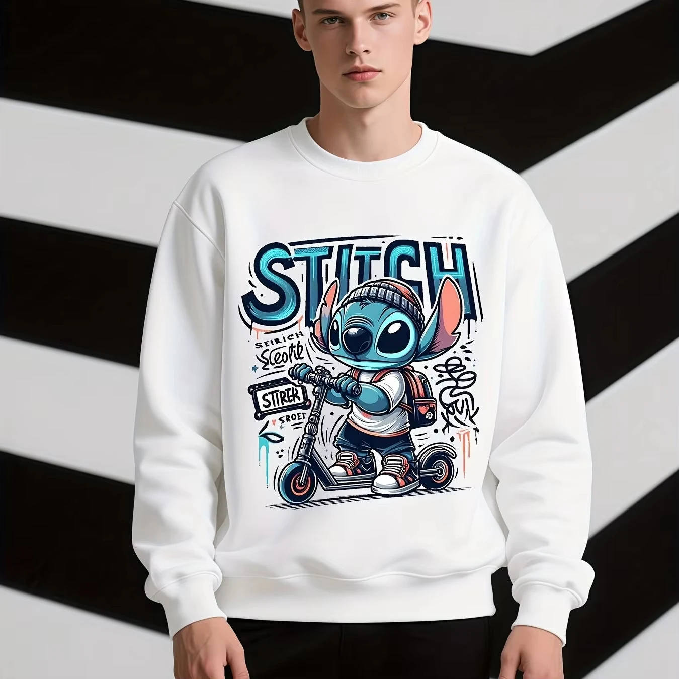 2025 novo outono e inverno venda quente disney padrão impresso camisola, macio e respirável, unissex em torno do pescoço design de algodão puro