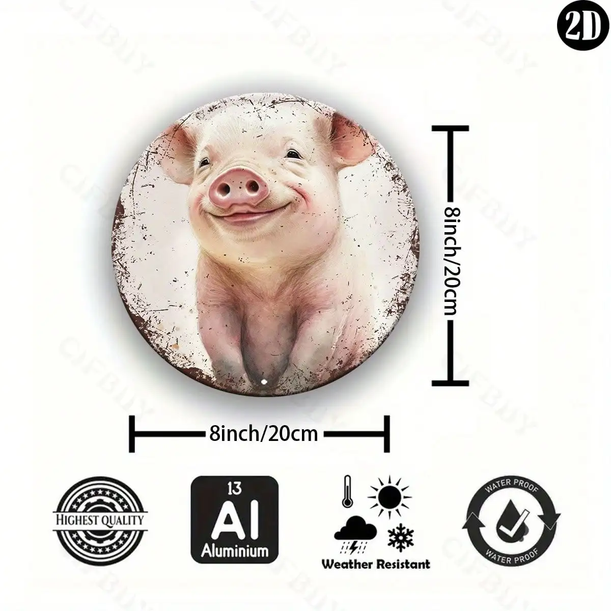 1 قطعة ريفي خمر جولة خنزير الألومنيوم تسجيل ، المنزل/بار/فناء ديكور ، عيد الميلاد/هالوين هدية ، جدار النحت