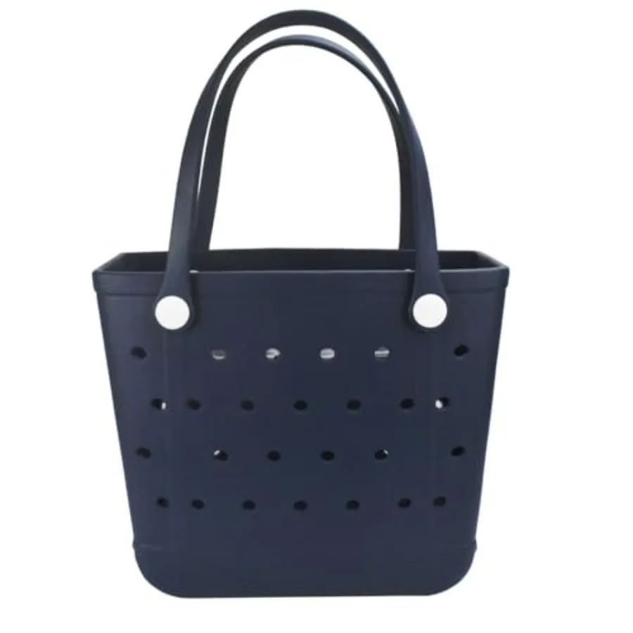 

Rubber Beach Bag Washable Moisture Resistant Durable Open Hole Tote Bag Beach Vacation Essentials