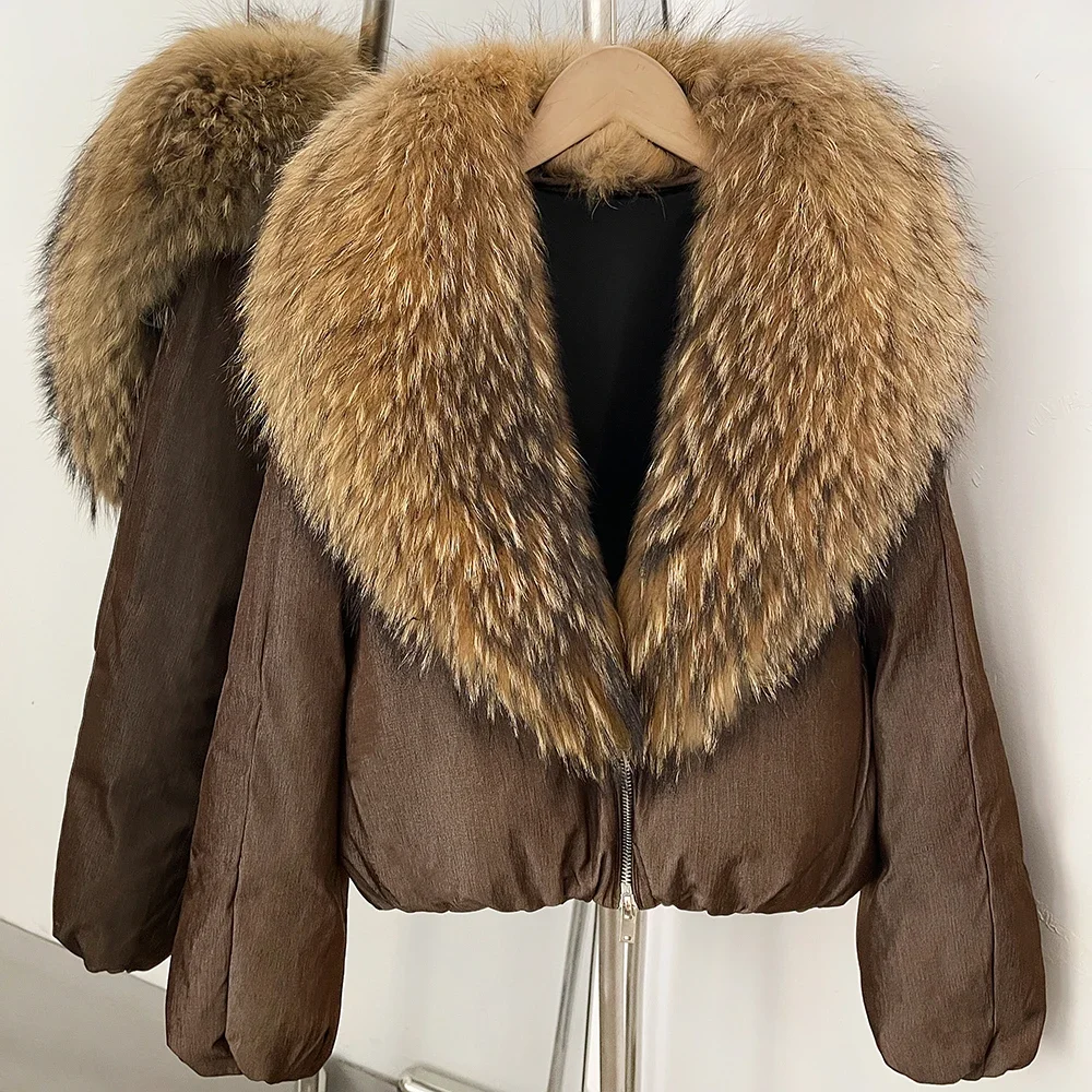 OFTBUY 90% White Duck Down Coat Luxury Winter Puffer Jacket Women Female Real Natural Fox Raccoon Fur Thick Warm Parkas