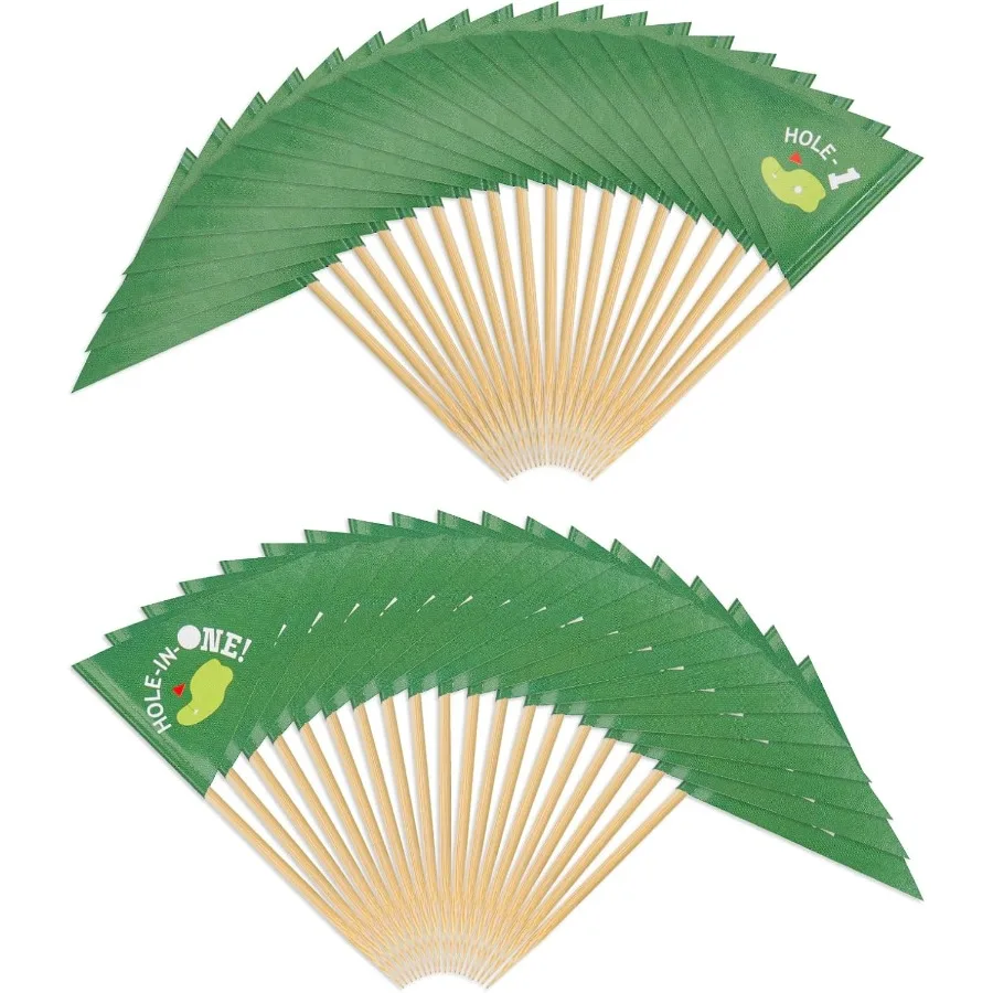 

50pcs Golf Themed Toothpick Flags Paper Golf Flag Cocktail Picks Green Golf Cupcake Toppers Flags Golf Flag Toothpicks Golf Fla