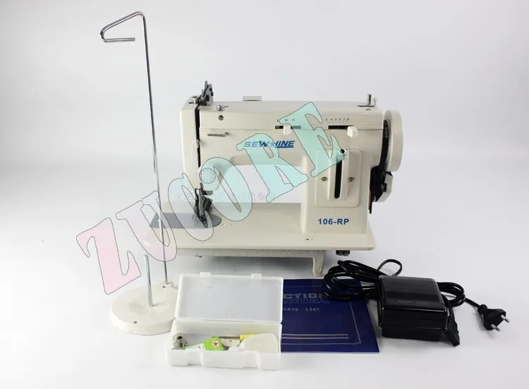 Máquina de costura elétrica portátil, 9 ''7'', pé de caminhada, ziguezague + ponto reto, braço de couro 106-rpl 110v 220v