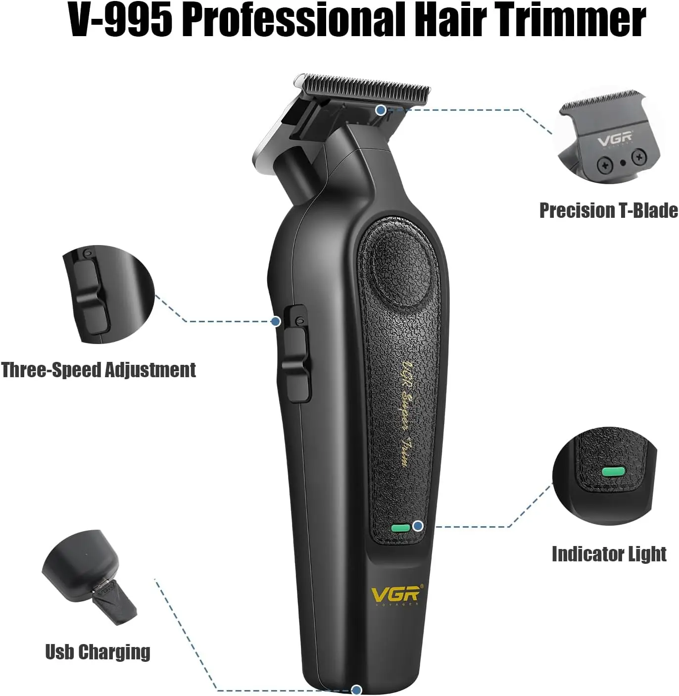 VGR 995 recortadora de peluquero cortadora de pelo eléctrica hombre máquina cortadora de pelo inalámbrica profesional 35