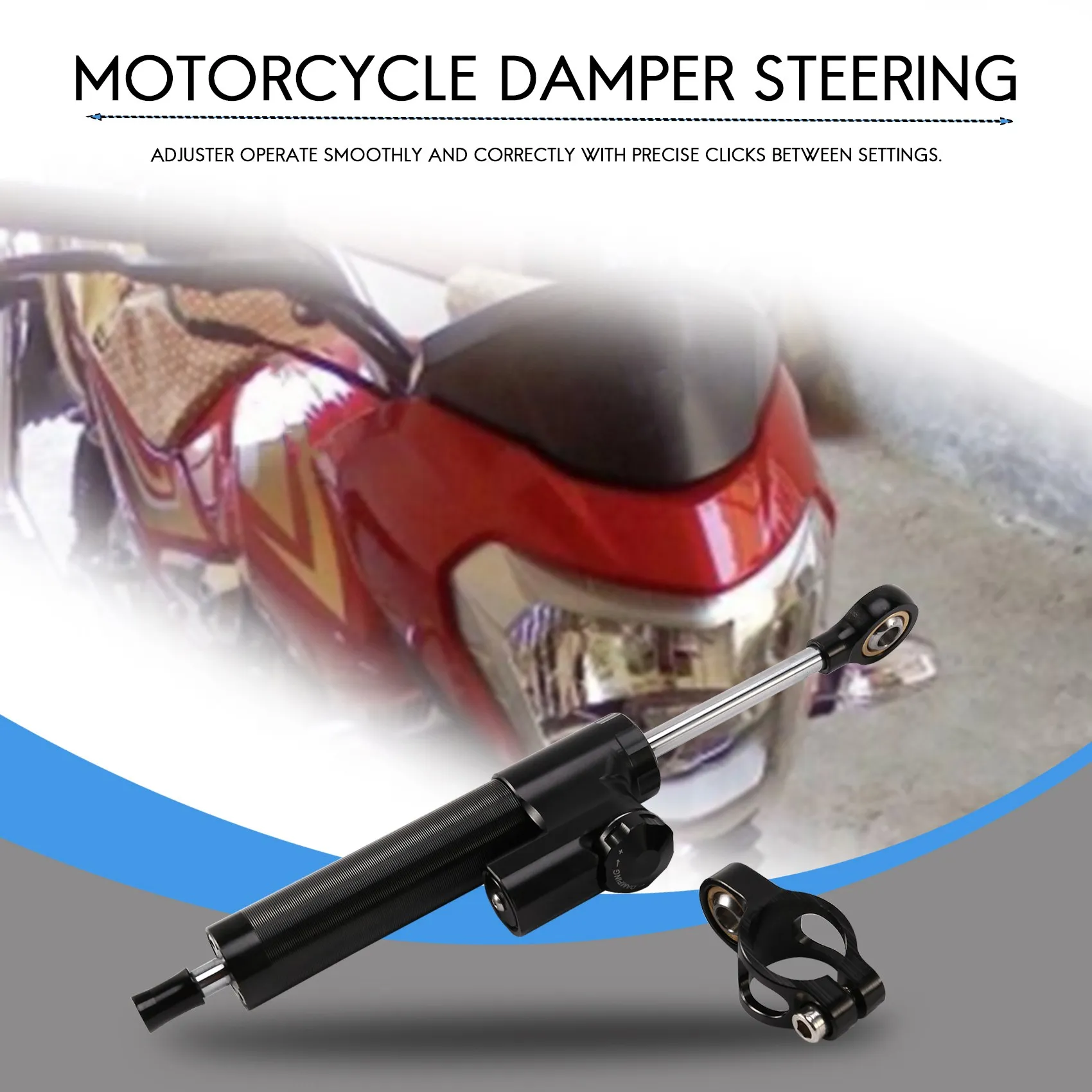 A96E-Universal Steering Damper Motorcycle Stabilizer Linear Reversed Safe Control CNC For MT09 MT07 YZF R1 R6