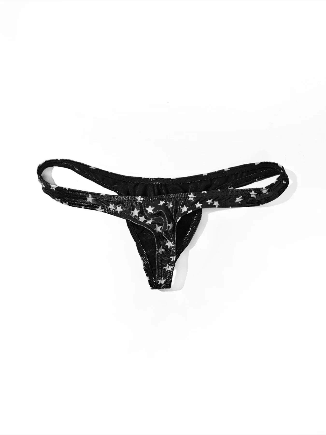 Star Print Patent Leather G-String for Men Teenager Sexy U-Convex Pouch Sexy T-Back Underwear Youth Fashion Nightclub Underpants