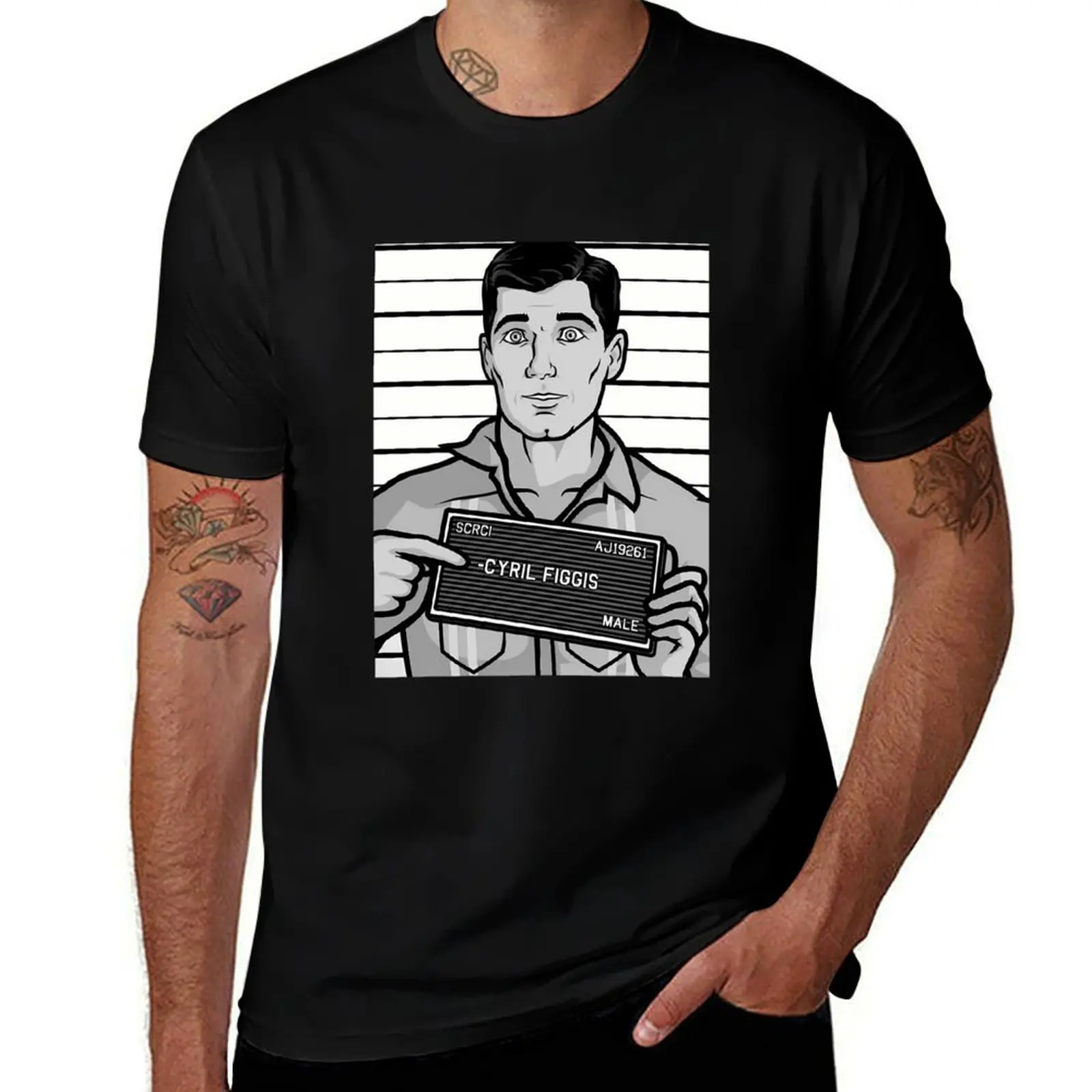 

Sterling Archer Mugshot T-Shirt anime stuff blacks street wear blue archive luxury clothes men