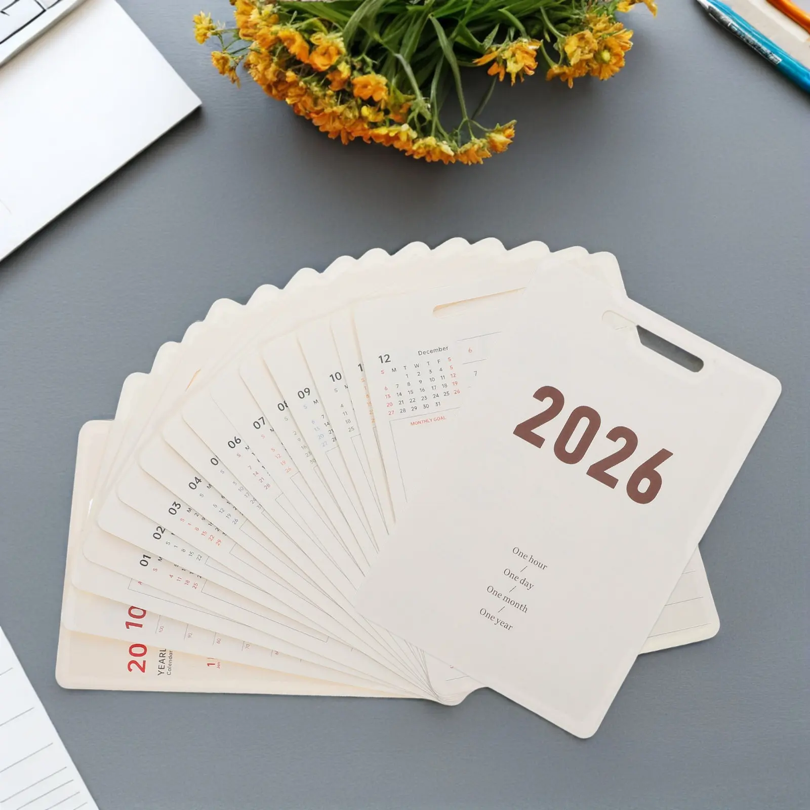 

1 Set Desk Calendar Refill Creative Office Accessories 2026 Year-Round Daily Planner Sheets Thick Paper Desktop Organizer