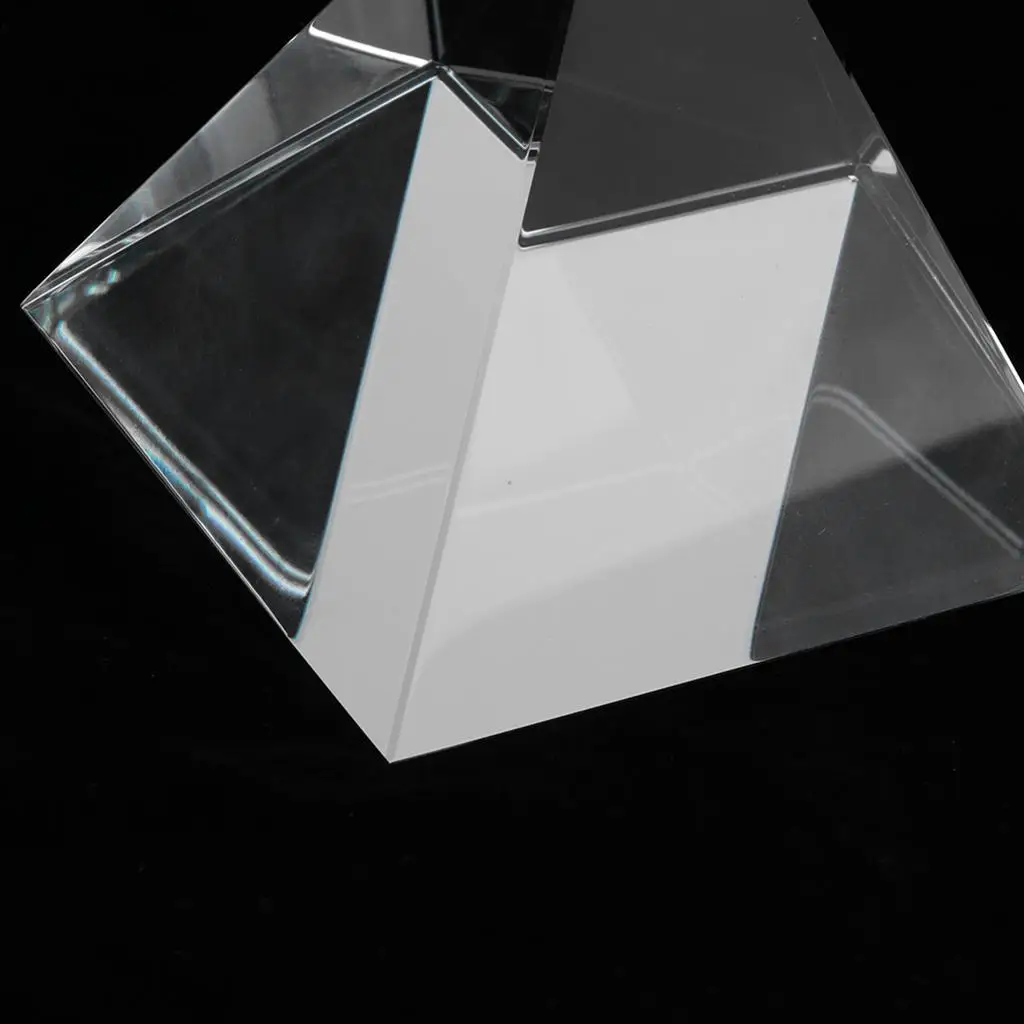 Glass Marbles Pyramid Prism Decorative Statue Transparent Crystal Model Suncatcher Home Office Ornament for Collectible Gift
