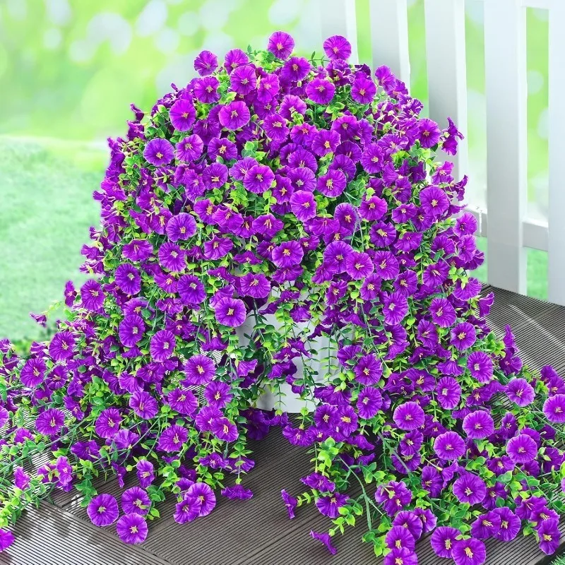 

Flowers for Outdoors, Fake Hanging Flowers for Decoration, UV Resistant Artificial Outdoor Plants, 4 Pcs Artificial P