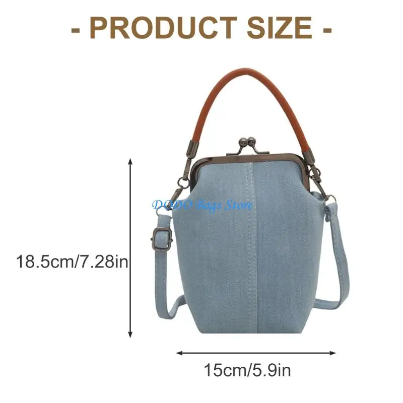 حقيبة الهاتف النسائية قبلة قفل حقيبة كروسبودي حقيبة كتف أنيقة مقبض علوي حقيبة الدينيم حقيبة يد يومية للعمل اليومي