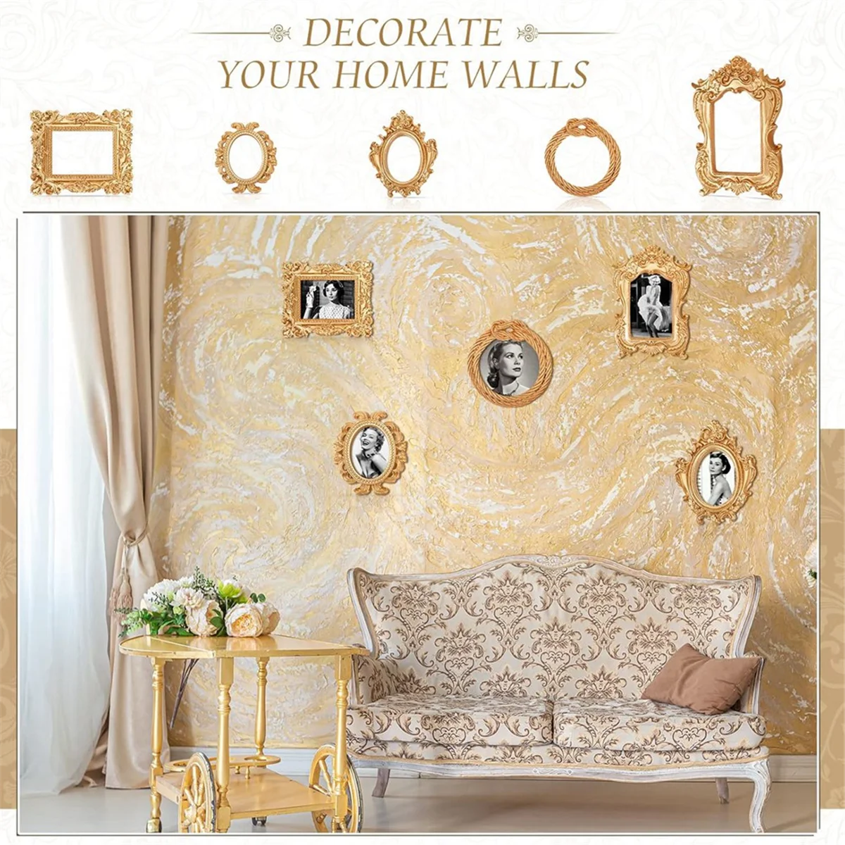 

2025 + 5 шт., винтажная фоторамка из смолы, винтажная фоторамка, мини-овальная прямоугольная готическая рамка, подвесная фоторамка