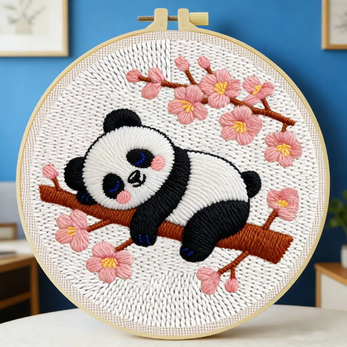 20X20CM/7,87 Zoll Panda Punch Needle Stickerei-Set, Stickerei-Kit, Gestrickte Stickerei, DIY Handgemachtes Geschenk, Bastelbild – Detail 6