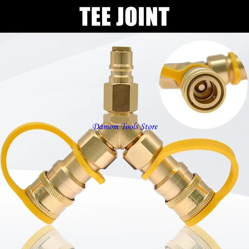 57BE Quick Disconnect 3/8 Y Splitter Gas Quick Disconnect Separator Natural Gas Quick Adapter Enduring