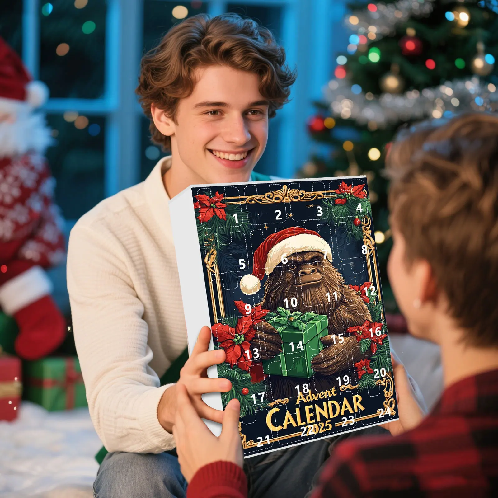 Vintage Advent Calendar Christmas Countdown Christmas Countdown Set For Apes Christmas Large Hour Glasses with Sand 60 Minutes