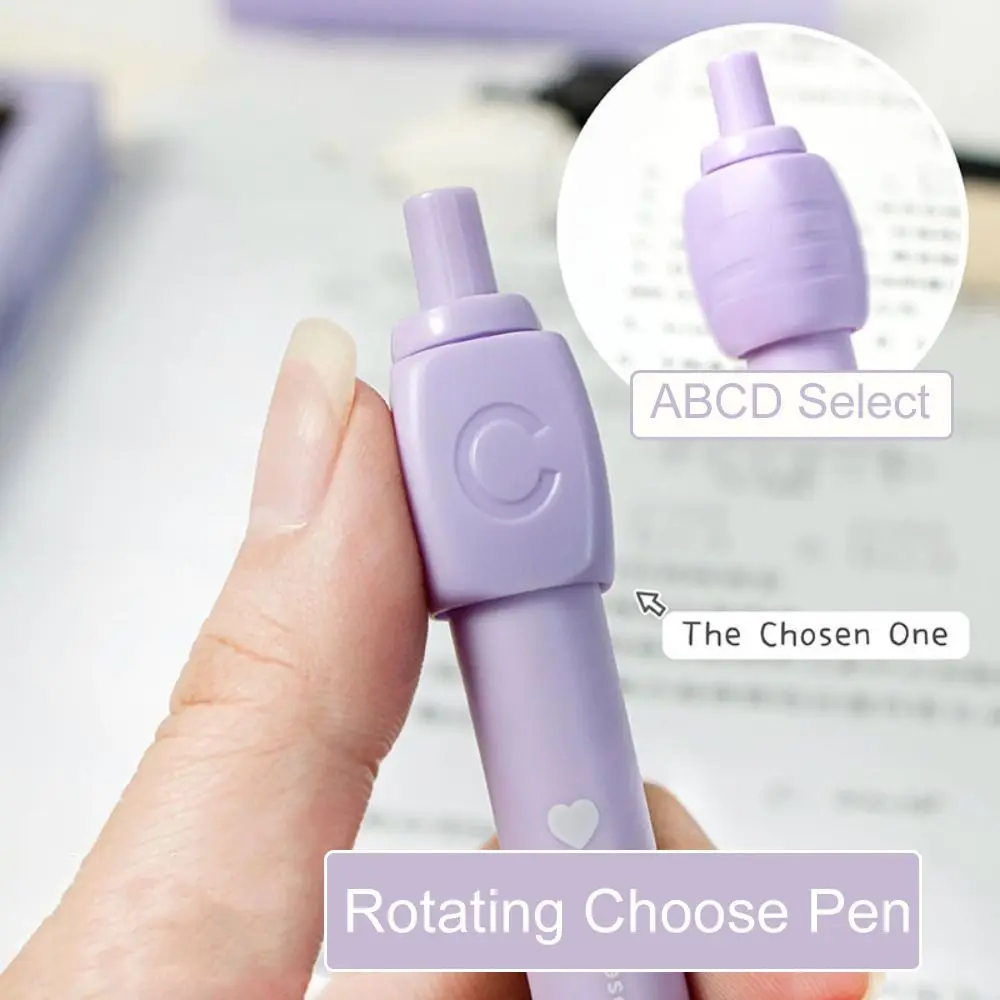 

2PCS Creative Fun Rotating Answer Pen ABCD Select Writing Rotating Choose Pen Novelty 0.5mm Ballpoint Gel Pen Stationery Toys