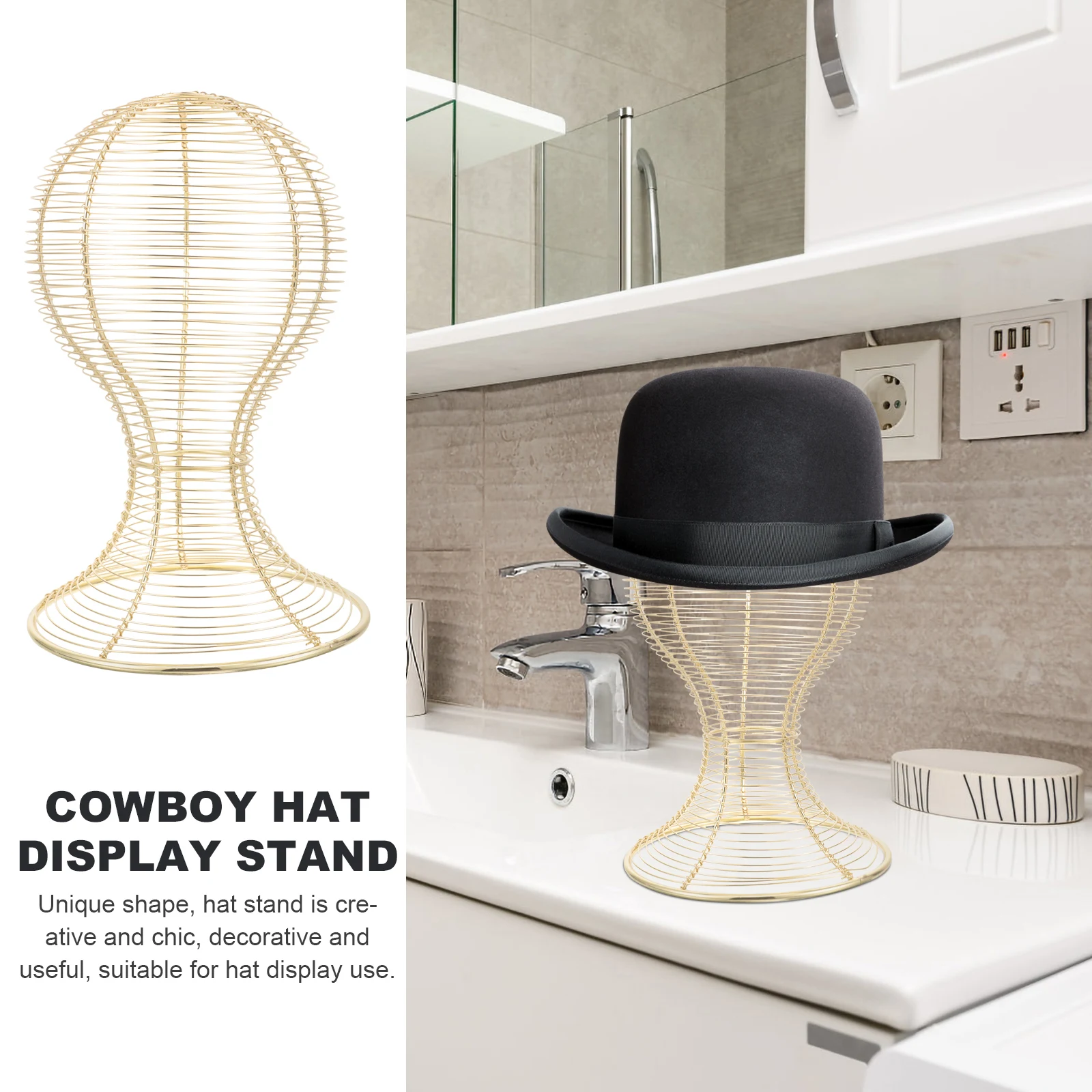 

Iron Hat Rack Dome Shape Metal Stand Tabletop Display for Floor-standing Holder Practical Cowgirl Hat Base Storage