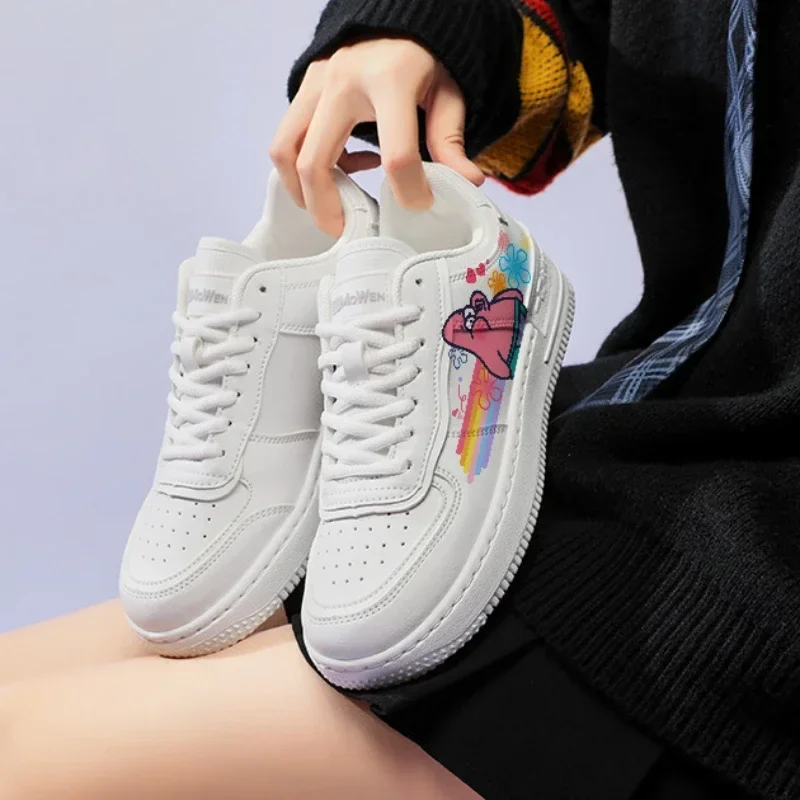 Venda quente SpongeBobs Mulheres Tênis Mens Off White Shoes Bonito Dos Desenhos Animados Estudante Plat Conforto Sapatos de Skate