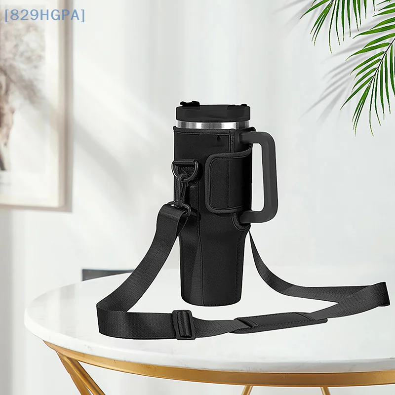 【HGPA】40oz Water Bottle Carrier Bag Adjustable Shoulder Strap Mug Cups Sleeve Solid Color Bottle Holder For Outdoor Hiking