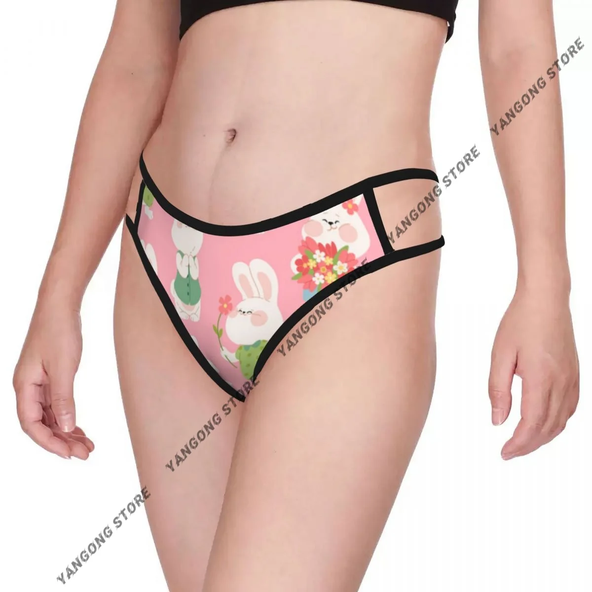 Damen Sexy Tanga-Höschen mit Niedlichem Hasen-Design, Niedrig Sitzender G-String, Damen-Bikini