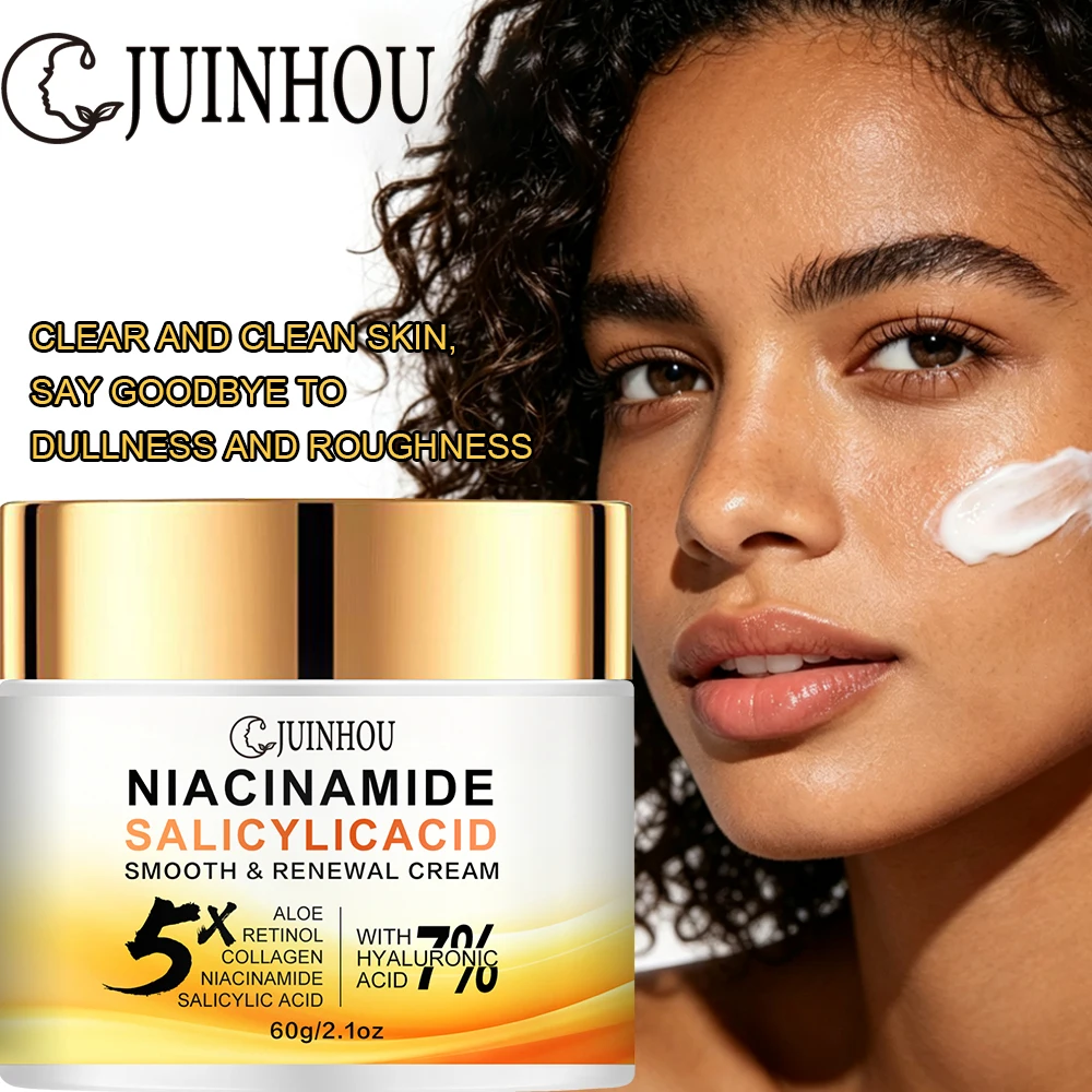 JUINHOU Facial Cream 5% Niacinamide 2% Salicylic Acid Oil Control Pore Cleansing Smooth Uneven Skin Daily Facial Moisturizer