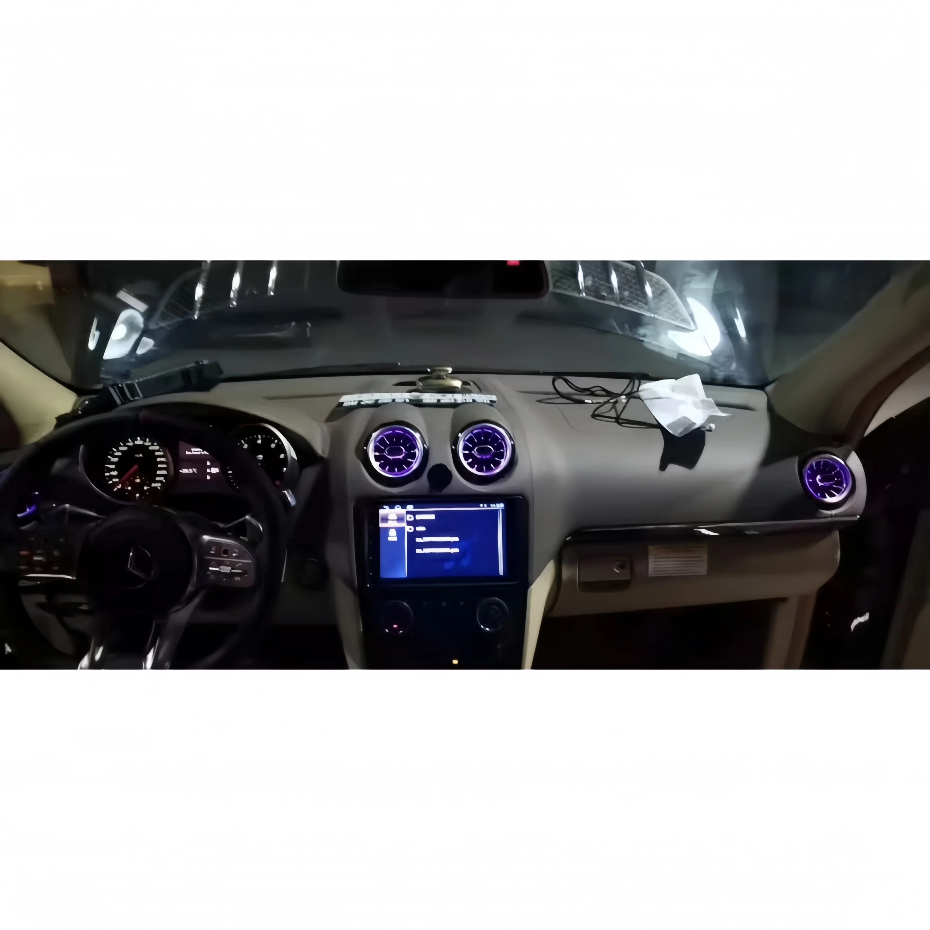 For Mercedes-Benz ML GL Class W164 APP Control Ambient Light, Door & Footwell LED Atmosphere Lamp, Dashboard Turbine Air Vent No