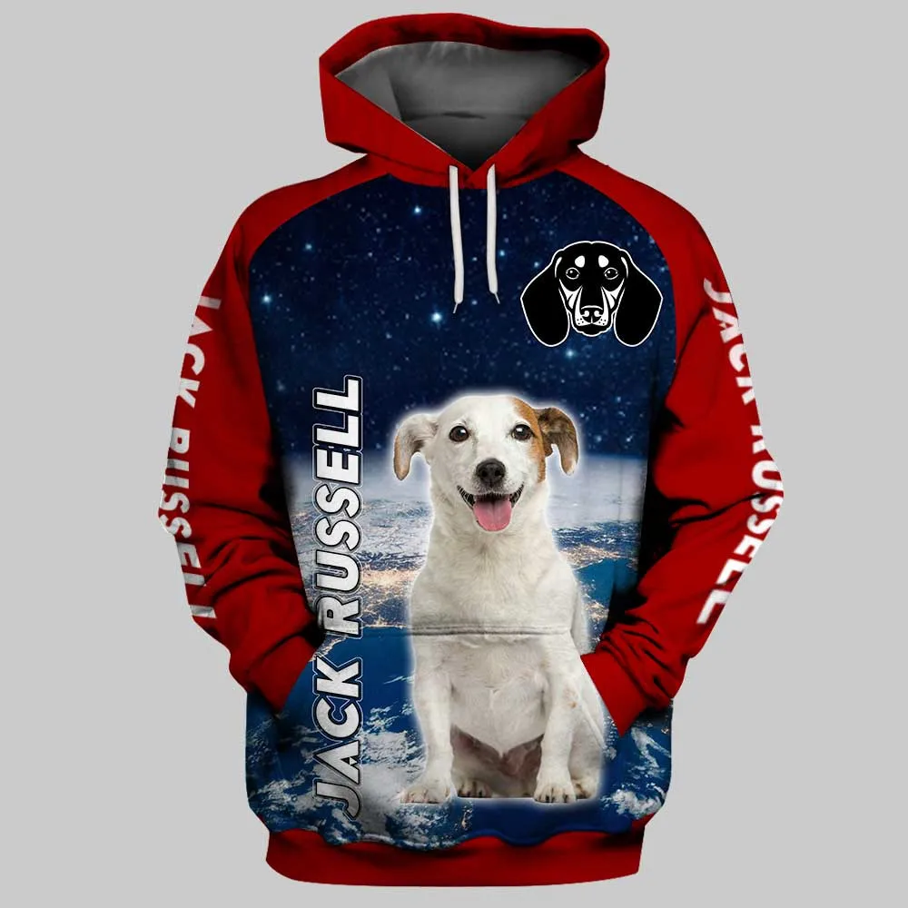 HX Animals Hoodies 3D Graphic Space Dog Jack Russell Terrier Sweatshirts Fashion Men Pullovers Streetwear Dropshipping