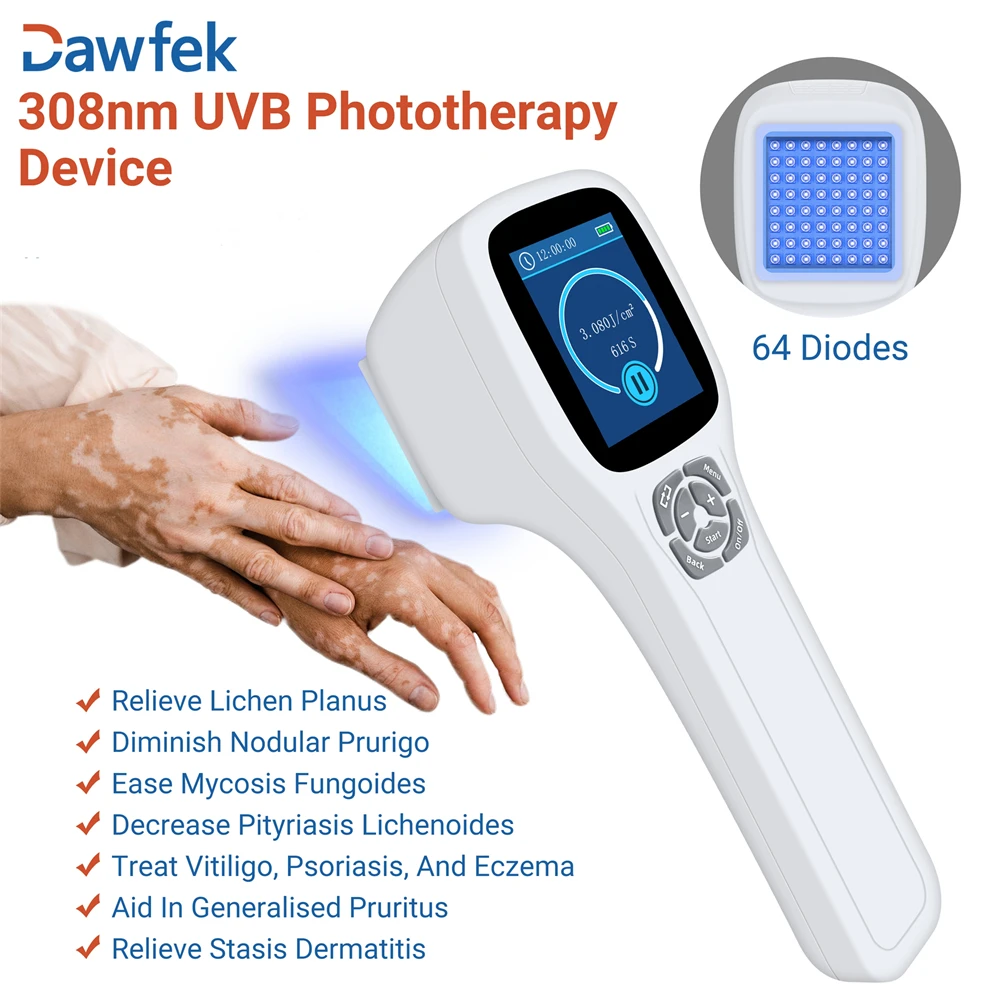 Dawfek Ultraviolet Light Treatment for Skin Disease 308nm Vitiligo Psoriasis Treatment UVB Lamp Portable for Psoriasis Eczema