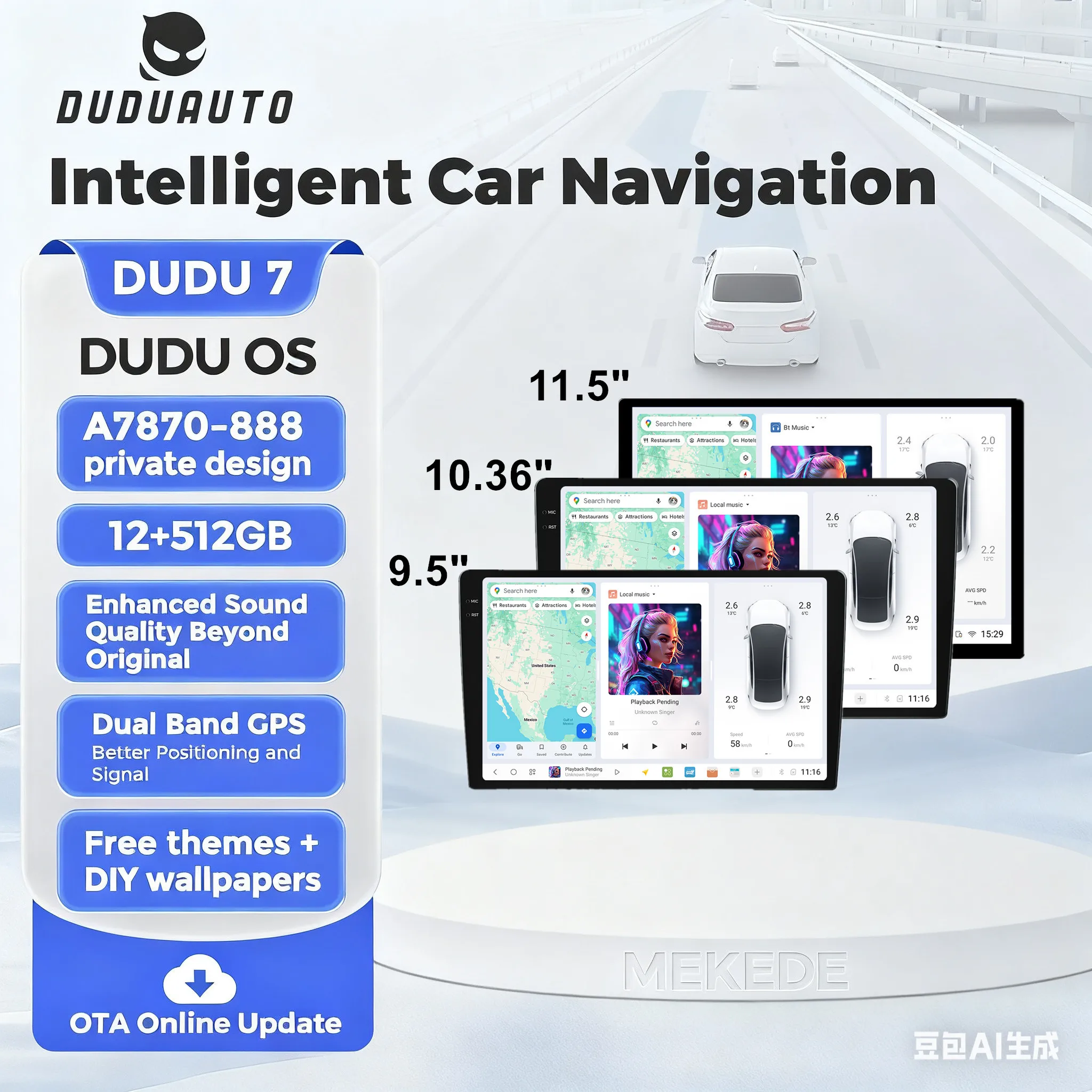 DUDU7 DUDUAUTO MEKEDE A7870 DUDU OS 9.5 "10.36" 11.5 "Radio per auto Multimedia 2 Din Android Auto Carplay Stereo Dual GPS Autoradio sistemi intelligenti per auto autoradio carplay android auto