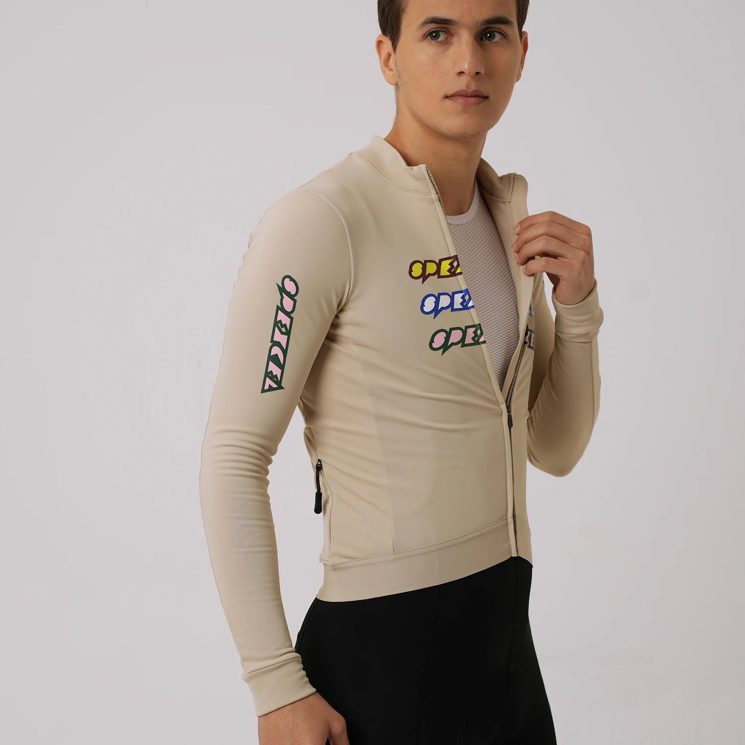 SPEXCEL LOGO Neue Winter Thermo Fleece Radfahren Jersey Straße MTB fahrrad tragen Langarm Race Fit Nylon thermische stoff mann – Detail 1