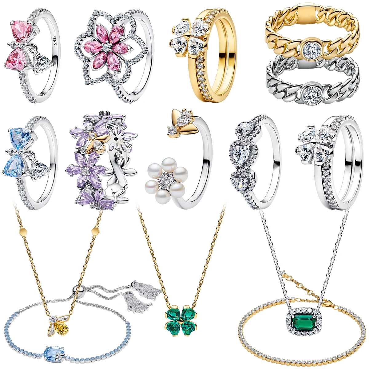 Серебряное-кольцо-s925-с-цветочным-узором-и-жемчужными-кластерами-кубинское-плетеное-колье-с-подвеской-в-виде-клевера-и-квадратного-изумруда-романтический-браслет-ювелирные-украшения