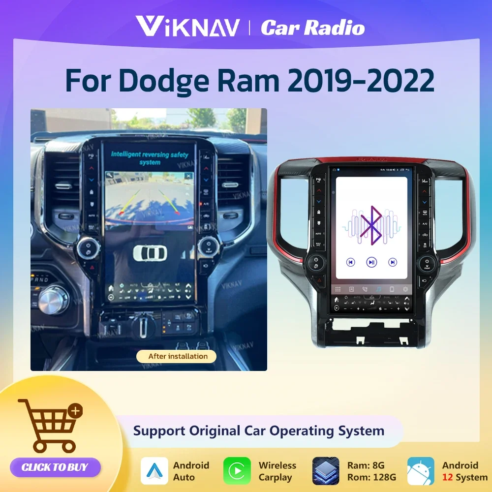 

13,6-дюймовый головное устройство Android 12, для 2019 2020 2021 2022 Dodge Ram, автомобильная стереосистема, GPS-навигация, мультимедийный видеоплеер Carplay