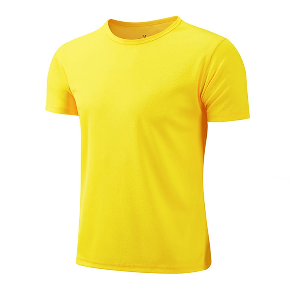 Camiseta deportiva de manga corta, color Naranja, azul real, suave, 40% algodón + 60% poliéster, negra