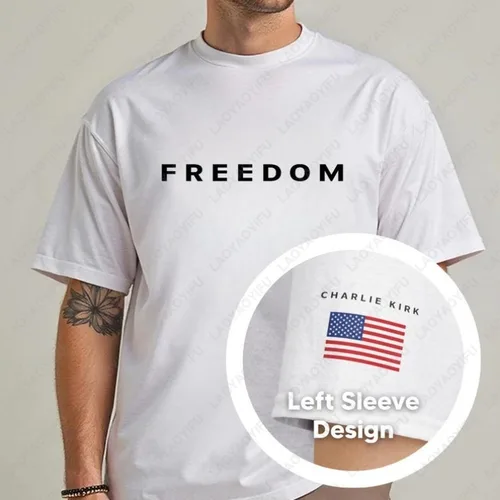 Diseño de manga Charlie Kirk Freedom camiseta Freedom camisetas Charlie Kirk punto de giro Tops hombres Woamn Camiseta de algodón de alta calidad