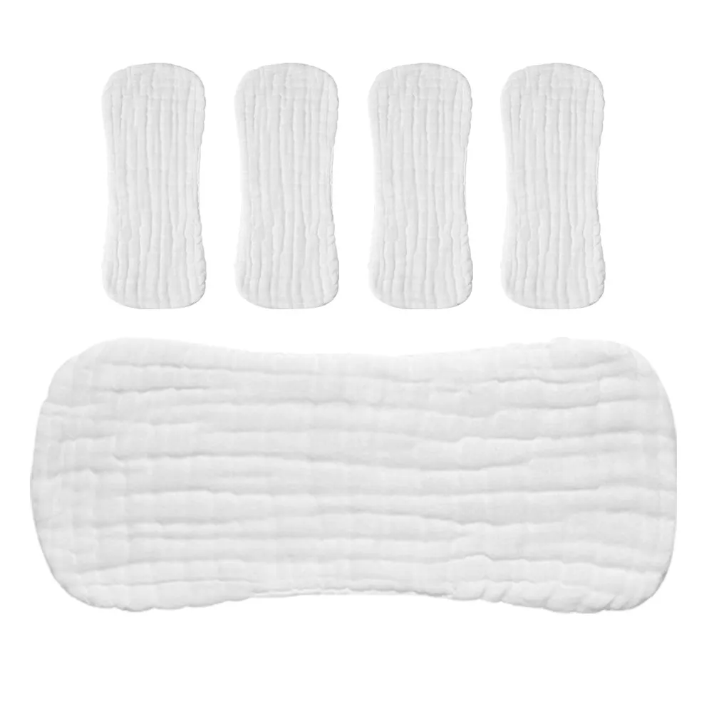 5Pcs Cotton Diapers Newborn Size 35x15cm Washable Reusable Soft Breathable Cloth Diapers for Sensitive Skin Diaper Liners Burp