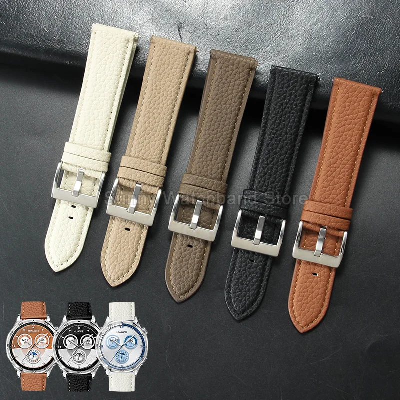 Soft Top Grain Cowhide Watch Strap Available in 18 20 22mm Sizes for HUAWEI GT Series Galaxy Breathable Skin-Friendly Design