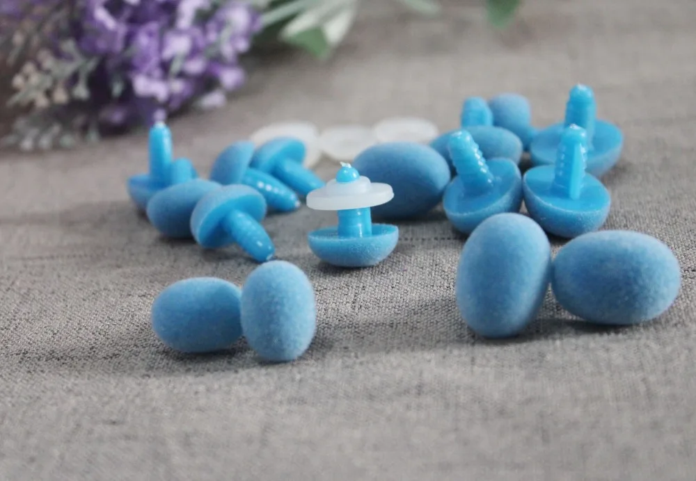 

new 13x17mm/15x22mm Oval shape blue color flocking toy nose safety toy nose+hard washer for diy plush doll findings--500pcs