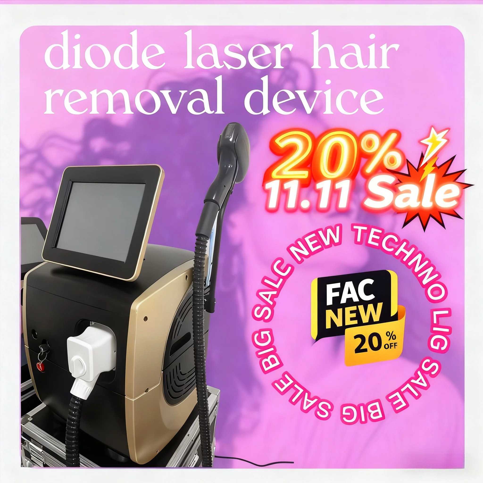 

11.11 Распродажа 2026 Диодный лазер для удаления волос Профессиональная машина Тройной 4-волновой ледяной титан 755 808 940 106 Постоянное устройство