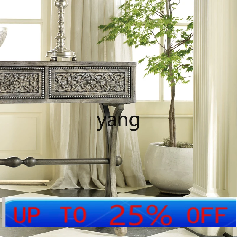 

LMM neoclassical entrance table solid wood carving living room
