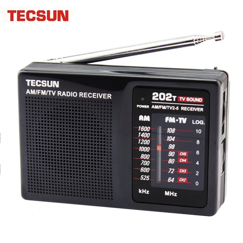 Original TECSUN R-202T AM/FM/TV Pocket Radio Receiver Built-In Speaker Internet Portable Radio FM/FM/TV Pocket Retro Radio