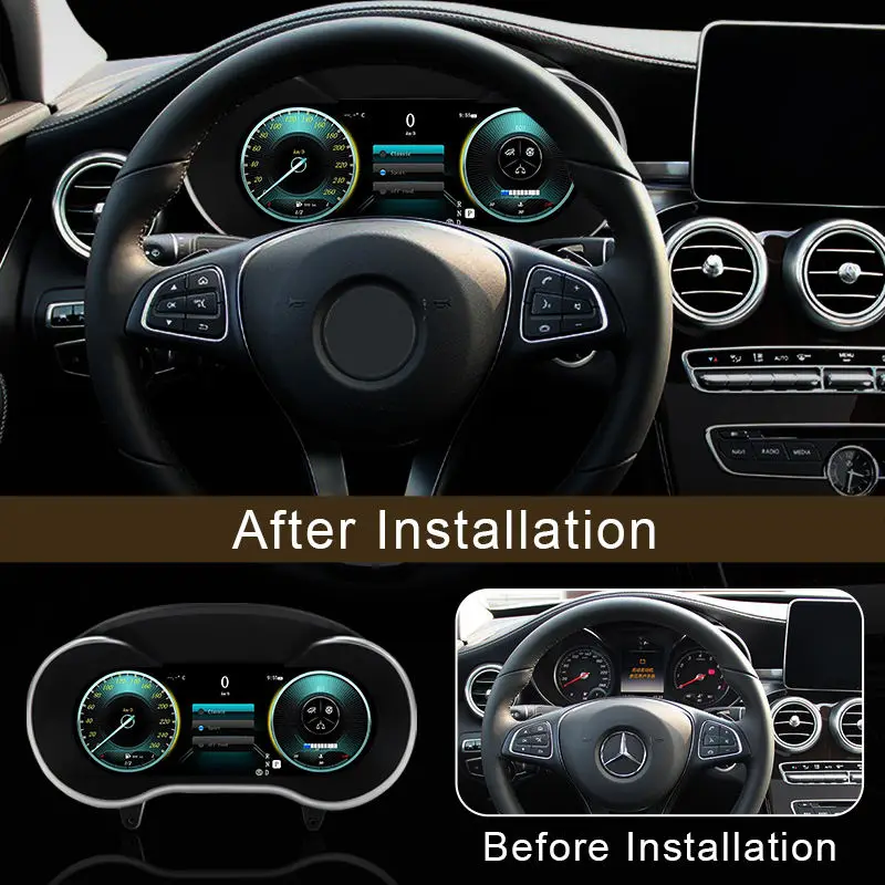 Car HUD LCD Cluster instrument multimedia dashboard Modification For Benz C Class GLC W205 NTG5.0 Mulitmedia Panel