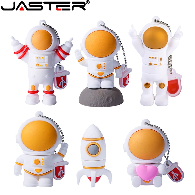 

JASTER Cute Cartoon USB 2.0 Flash Drives 64GB USB stick 32GB Astronaut and Rocket Creative Pen Drive Toy Type Gift for Children