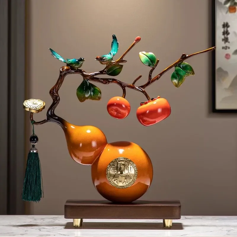 Persimmon Ruyi gourd ornament attracts wealth New Chinese style living room Office entrance