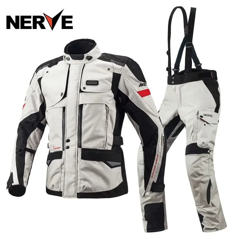 NERVE Motorcycle Jacket Men Windproof Motocross Jacket Four Seasons Anti-fall Waterproof Cold-proof Liner Motorcycle Rally Suit