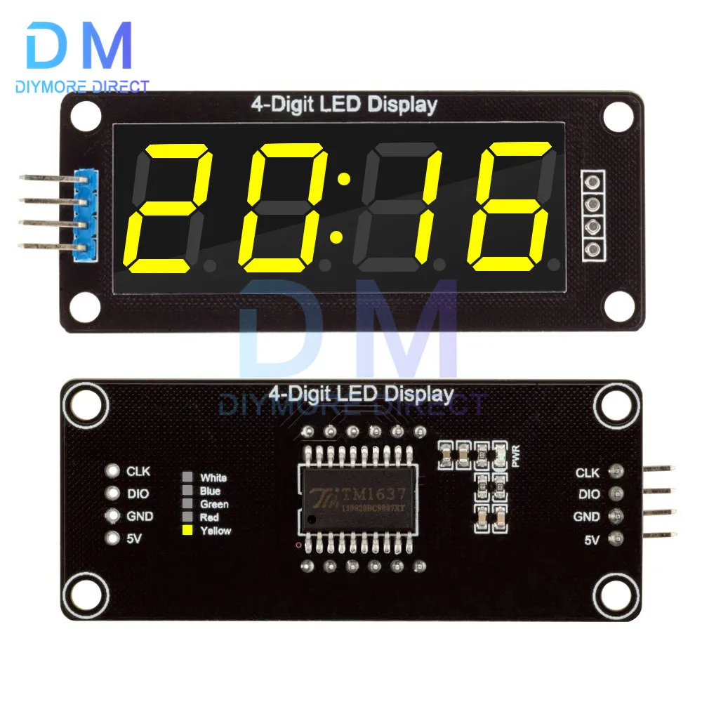 0.56 inch Time Clock Indicator Tube Module TM1637 LED Display Module for Arduino 4 Digit 7 Segment Red Blue Green Yellow White